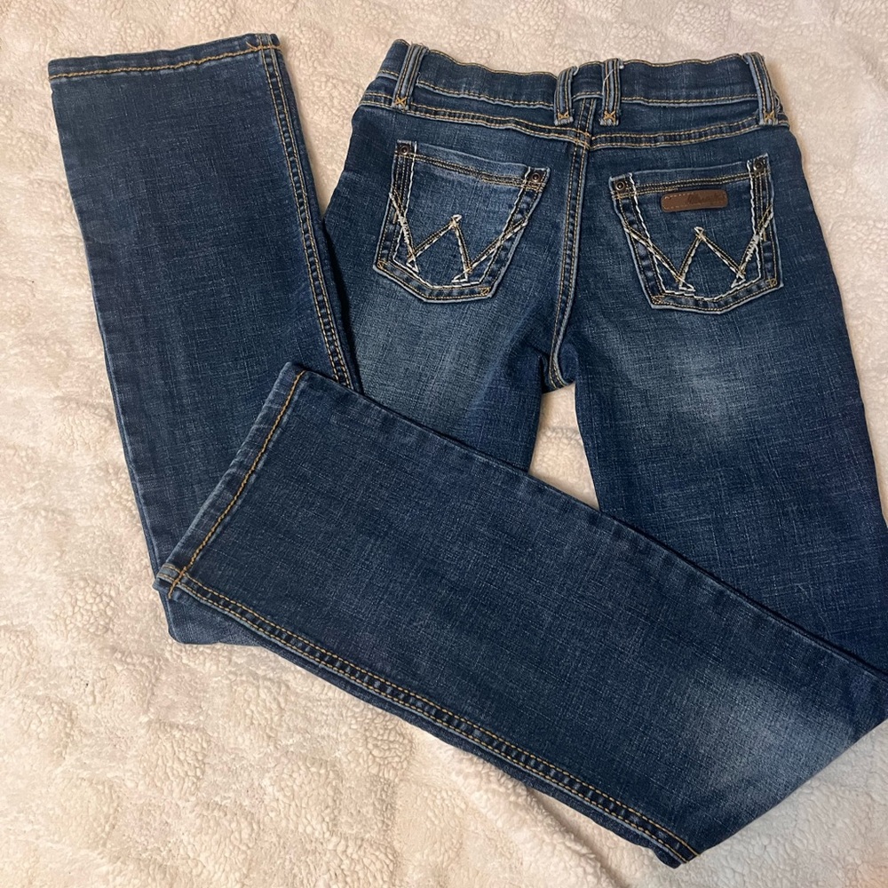 Indigo Blue Boot Cut Jeans with Classic Fading